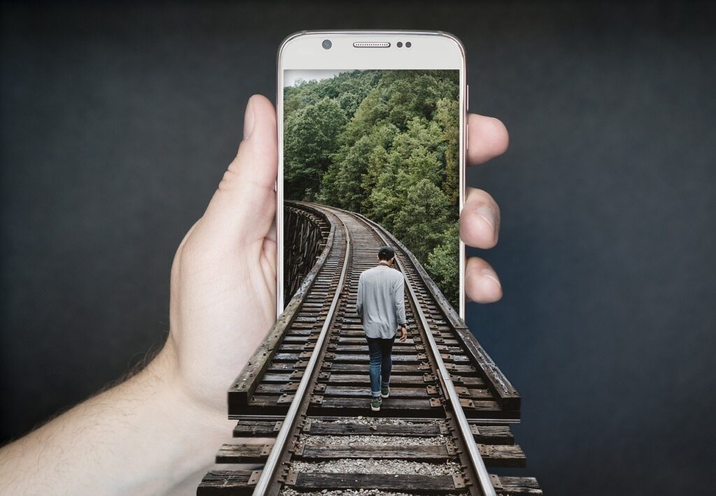 train track, railroad, smartphone, railway track, mobile phone, cellphone, smartphone, smartphone, smartphone, smartphone, smartphone, mobile phone, mobile phone, mobile phone, mobile phone, cellphone